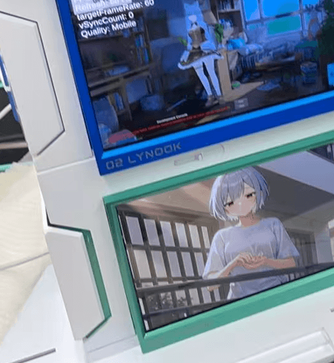 LYNOOK dual-display prototype test running two character scenes