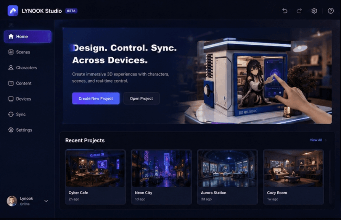 LYNOOK Studio interface preview — scene 1